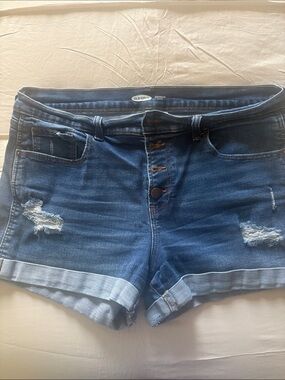 Old Navy Blue Distressed Cuffed Denim Shorts